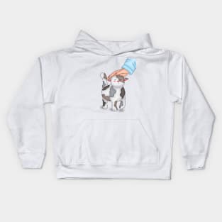 Cute Cat Loves To Be Pet Kids Hoodie